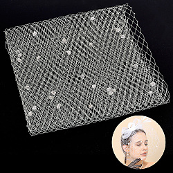 Polyester Mesh Tulle Fabric, with Small Ball Lace, for DIY Bride's Headdress and Veil, Dark Gray, 25x0.03~0.18cm(FIND-WH0126-388D)