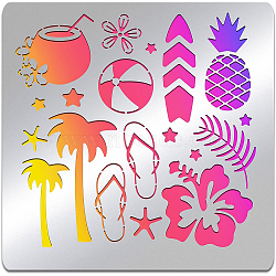 Stainless Steel Cutting Dies Stencils, for DIY Scrapbooking/Photo Album, Decorative Embossing DIY Paper Card, Matte Stainless Steel Color, Beach Theme Pattern, 15.6x15.6cm(DIY-WH0279-119)