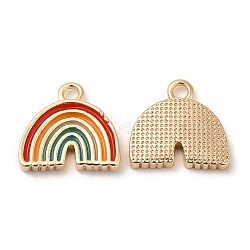 Brass Charms, with Enamel,  Nickel Free, Rainbow Charm, Real 18K Gold Plated, 9.5x10x1.5mm, Hole: 1.2mm(KK-C028-33G)