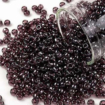 TOHO Round Seed Beads, Japanese Seed Beads, (115) Transparent Luster Amethyst, 8/0, 3mm, Hole: 1mm, about 1110pcs/50g
