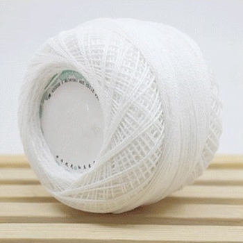 45g Cotton Size 8 Crochet Threads, Embroidery Floss, Yarn for Lace Hand Knitting, Floral White, 1mm