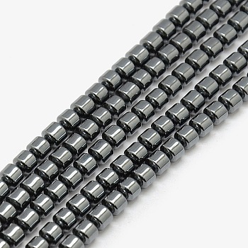 Magnetic Synthetic Hematite Column Beads Strands, 6x6mm, Hole: 1mm, about 110pcs/strand, 15.74 inch