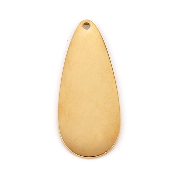 304 Stainless Steel Pendants, Manual Polishing, Stamping Blank Tag, Laser Cut, Teardrop, Golden, 27x11.3x0.8mm, Hole: 1.2mm
