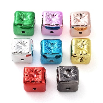 UV Plating Acrylic Beads, Cube, Mixed Color, 13.5x13.5x14mm, Hole: 1.8mm