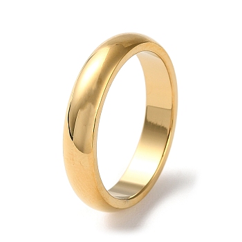 Ion Plating(IP) 304 Stainless Steel Simple Plain Band Finger Ring for Women Men, Real 18K Gold Plated, 4mm, Inner Diameter: US Size 7 1/4(17.5mm)