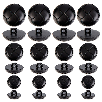 CHGCRAFT 100Pcs 1-Hole Plastic Buttons, Half Round, Black, 15~25x9.5~14mm, Hole: 2.5~3mm, 100pcs/box