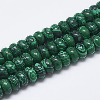 Synthetic Malachite Beads Strands, Rondelle, 10x6mm, Hole: 1mm, about 67pcs/strand, 15.3 inch