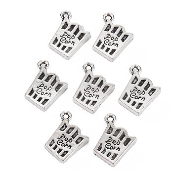Tibetan Style Alloy Pendants, Cadmium Free & Lead Free, Popcorn with Word, Antique Silver, 15x13.5x4mm, Hole: 1.5mm