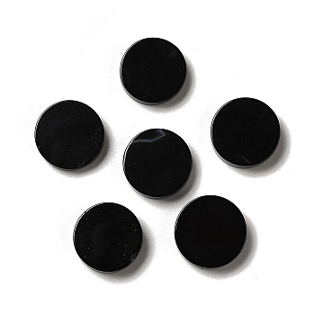 Natural Black Agate Cabochons, Flat Round, Dyed & Heated, 20x4.5~5.5mm