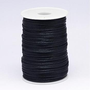 Polyester Cord, Satin Rattail Cord, for Beading Jewelry Making, Chinese Knotting, Black, 2mm, about 100yards/roll