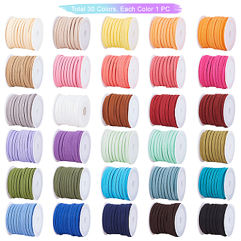 Faux Suede Cord, Faux Suede Lace, for Jewelry Making, Mixed Color, 4x1.5mm, about 5m/roll, 30colors, 1roll/color, 30rolls/set