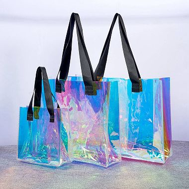 3Pcs 3 Style Rectangle Transparent Laser Plastic Hand Bags(ABAG-SZC0007-09)-4