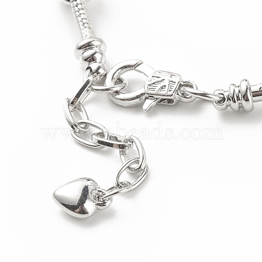 Alliage coeur cadenas et clé squelette bracelet européen avec chaînes de serpent(BJEW-JB08043)-7