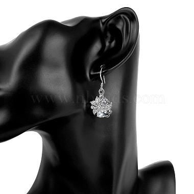 Fancy Style Flower Brass Cubic Zirconia Dangle Earrings(EJEW-BB05166-D)-5