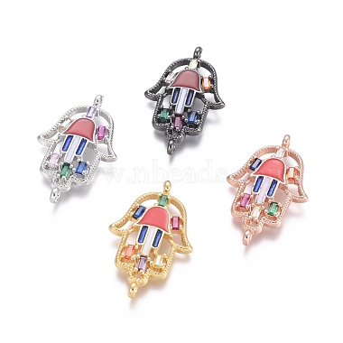 Mixed Color Colorful Palm Brass+Cubic Zirconia+Enamel Links