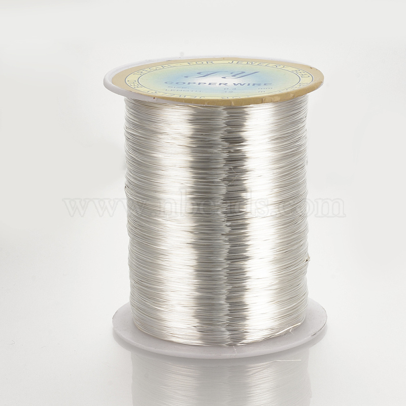 Round Copper Wire for Jewelry Making, Silver Color Plated, 24 Gauge, 0.5mm,  about 1968.5 Feet(600m)/roll