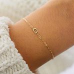 Simple Style Alloy Letter Link Bracelets, Cable Chain Jewelry for Women, Gold, Letter D, 7-7/8 inch(20cm)(WG5F19A-03)