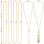 6Pcs 304 Stainless Steel Cable Chain Necklaces for Men Women, with 6Pcs Iron Bar Beadable Keychain, Golden, Necklace: 17.72 inch(45cm)(NJEW-SC0001-80A)