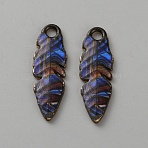 Zinc Alloy Pendants, Leaf, Royal Blue, 27.5x9x2mm, Hole: 2.8mm(FIND-CJC0816-021G-05)