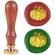 Autumn Theme DIY Scrapbooking Wax Seal Stamp with Wooden Handle, for Envelopes Invitations, Gift Card, Pumpkin, 83x22mm, Stamps: 25x14.5mm(AJEW-WH0208-1247)