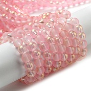 Spray Painted Glass Round Bead Strands, Light Coral, 6mm, Hole: 1.3~1.6mm, about 133pcs/strand, 31.4 inch(DGLA-Q015-6mm-26)