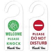 Acrylic Notice Door Hanger Sign, Public Warning Sign, Please Knock/Do Not Disturb, Word, 240x90x5mm, 2pcs/set(AJEW-WH0501-002)