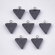Handmade Porcelain Charms, Frosted, with Brass Findings, Triangle, Platinum, Gray, 14~15x12x4mm, Hole: 1.5mm(PORC-T002-93)