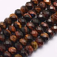 Natural Tiger Eye Beads Strands, Faceted, Rondelle, 6x4mm, Hole: 1mm, about 76pcs/strand, 15.3 inch(39cm)(G-F509-45-4x6mm)