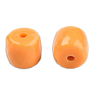 Opaque Acrylic Beads, Faceted, Barrel, Sandy Brown, 13x13mm, Hole: 2.7~2.8mm, about 290pcs/500g(SACR-N017-05H)