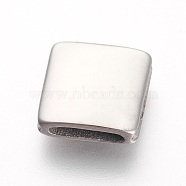 304 Stainless Steel Slide Charms, Rectangle, Stainless Steel Color, 12x12x4mm, Hole: 1.5x8mm(STAS-F194-19P)