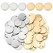 Elite 60Pcs 2 Colors Ion Plating(IP) 304 Stainless Steel Charms, Stamping Blank Tags, Smooth Surface, Flat Round, Mixed Color, 15x1mm, Hole: 1.5~2mm, 30pcs/color(STAS-PH0005-64)