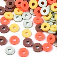 Handmade Polymer Clay Beads, Heishi Beads, for DIY Jewelry Crafts Supplies, Disc/Flat Round, Saddle Brown, 6x1mm, Hole: 2mm, about 26000pcs/1000g(CLAY-T019-02B-18)
