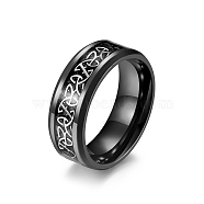 Titanium Steel Triquetra/Trinity Knot Finger Rings for Men Women, Black, Inner Diameter: 18.2mm(PW-WG14567-12)