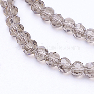 Glass Beads Strands, Faceted(32 Facets), Round, Gray, 4mm, Hole: 1mm, about 98pcs/strand, 13.7 inch(EGLA-J042-4mm-09)