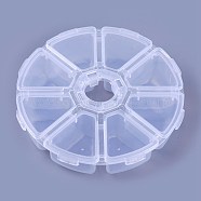 Plastic Bead Containers, Flip Top Bead Storage, 8 Compartments, White, 10.5x10.5x2.8cm(X-C008Y)