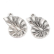 Tibetan Style Alloy Conch Shell Pendants, Cadmium Free & Lead Free, Antique Silver, 23x16x3.5mm, Hole: 2mm, about 217pcs/500g(TIBEP-Q043-224-RS)