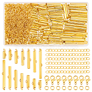 Elite DIY Jewelry Making Finding Kits, Including Iron Slide On End Clasp Tubes & Chain Extender, Brass Jump Rings, Zinc Alloy Lobster Claw Clasps, Mixed Color, 5.5~6x10~40x4mm, Hole: 1mm, 3mm Inner Diameter, 7 styles, 20pcs/style, 140pcs(DIY-PH0021-96)