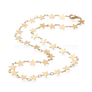Vacuum Plating 304 Stainless Steel Link Chain Necklaces, with Lobster Claw Clasps, Star, Golden, 16.53 inch~16.73 inch(42~42.5cm)(STAS-I156-26G)