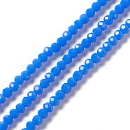 Faceted(32 Facets) Glass Beads Strands, Round, Dodger Blue, 4mm, Hole: 1mm, about 99~107pcs/strand, 14.09~15.43''(35.8~39.2cm)(EGLA-J042-36A-02)