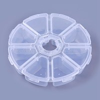 Plastic Bead Containers, Flip Top Bead Storage, 8 Compartments, Clear, 10.5x10.5x2.8cm