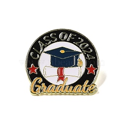 Graduation Theme Zinc Alloy Brooches, Enamel Pins, Hat, Golden, 28x30x1.5mm(JEWB-E037-05G-03)