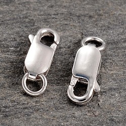 Anti-Tarnish Rhodium Plated 925 Sterling Silver Lobster Claw Clasps, Platinum, 12x5.5x3mm, Hole: 2.5mm(STER-K014-H154-12mm-P)