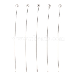 Brass Ball Head Pins, Silver Color Plated, Size: about 0.6mm thick(22 Gauge), 40mm long, head: 1.5mm(RP0.6X40mm-S)