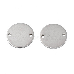 Non-Tarnish 304 Stainless Steel Connector Charms, Stamping Blank Tag, Flat Round, Stainless Steel Color, 16x1mm, Hole: 1.6mm(STAS-N095-116F-01)