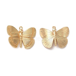 Brass Pendants, Butterfly Charm, Real 18K Gold Plated, 19x24x3mm, Hole: 1.4mm(KK-G468-60G)