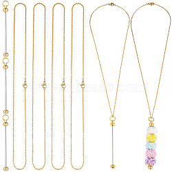 6Pcs 304 Stainless Steel Cable Chain Necklaces for Men Women, with 6Pcs Iron Bar Beadable Keychain, Golden, Necklace: 17.72 inch(45cm)(NJEW-SC0001-80A)