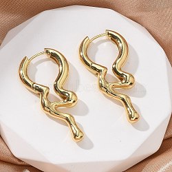 Rack Plating Brass Melting Drop Hoop Earrings for Women, Lead Free & Cadmium Free, Long-Lasting Plated, Real 18K Gold Plated, 38x18x4mm(X-EJEW-Z019-19G)