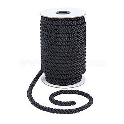Nylon Thread, for Home Decorate, Upholstery, Curtain Tieback, Honor Cord, Black, 8mm, 20m/roll(NWIR-BC0002-04-06)