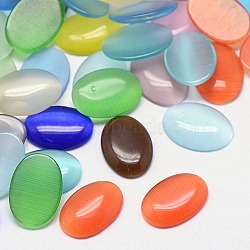 Cat Eye Cabochons, Oval, Mixed Color, 12x10x2mm(CE-J005-10x12mm-M)