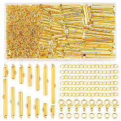 Elite DIY Jewelry Making Finding Kits, Including Iron Slide On End Clasp Tubes & Chain Extender, Brass Jump Rings, Zinc Alloy Lobster Claw Clasps, Mixed Color, 5.5~6x10~40x4mm, Hole: 1mm, 3mm Inner Diameter, 7 styles, 20pcs/style, 140pcs(DIY-PH0021-96)